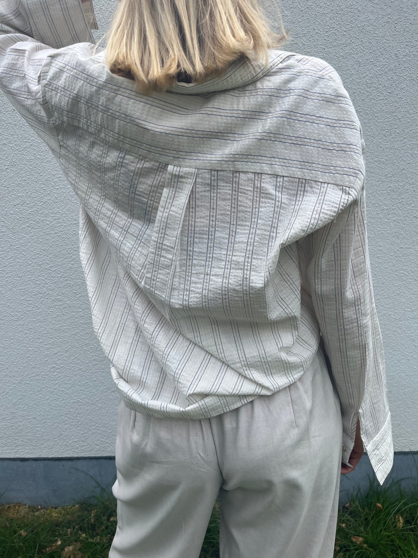 Joanne coffee striped blouse