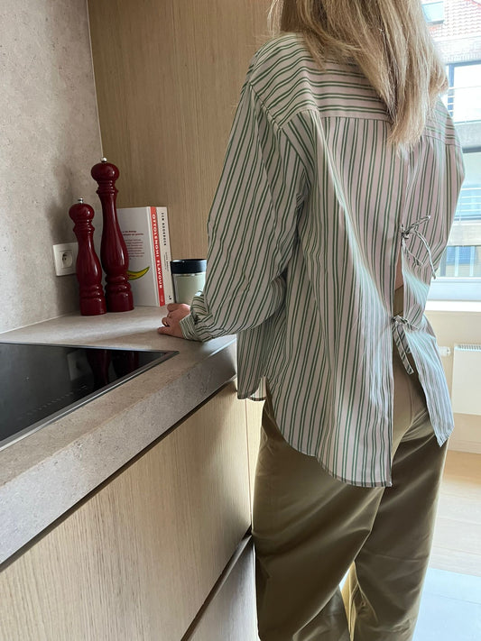 Melanie green striped shirt