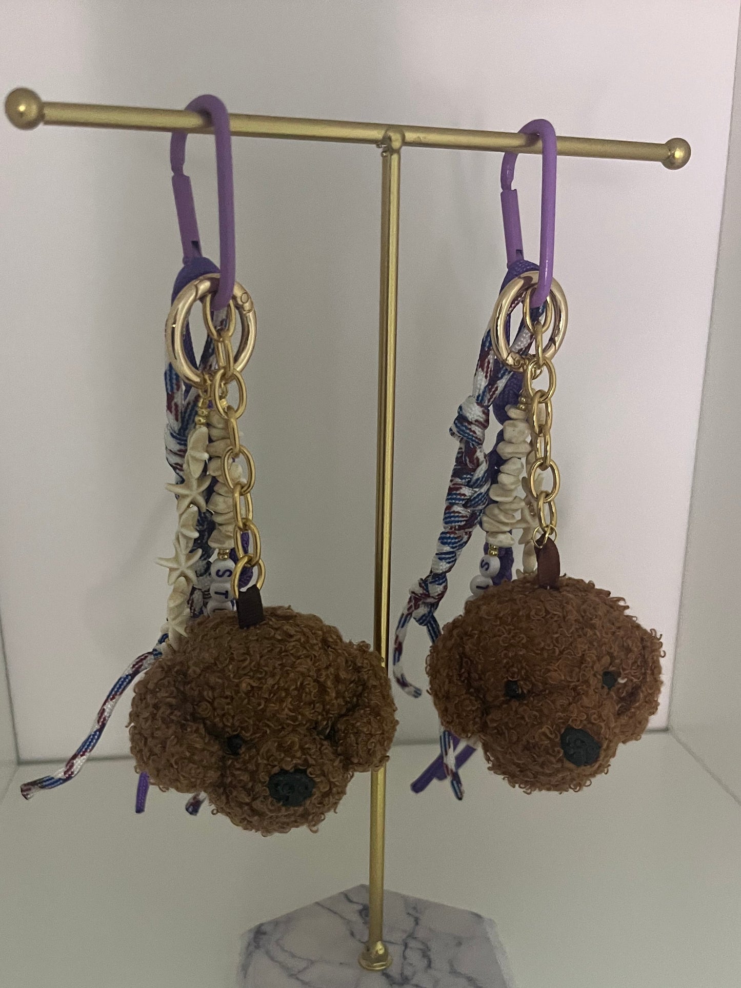 Pendant for bag - dog head - brown