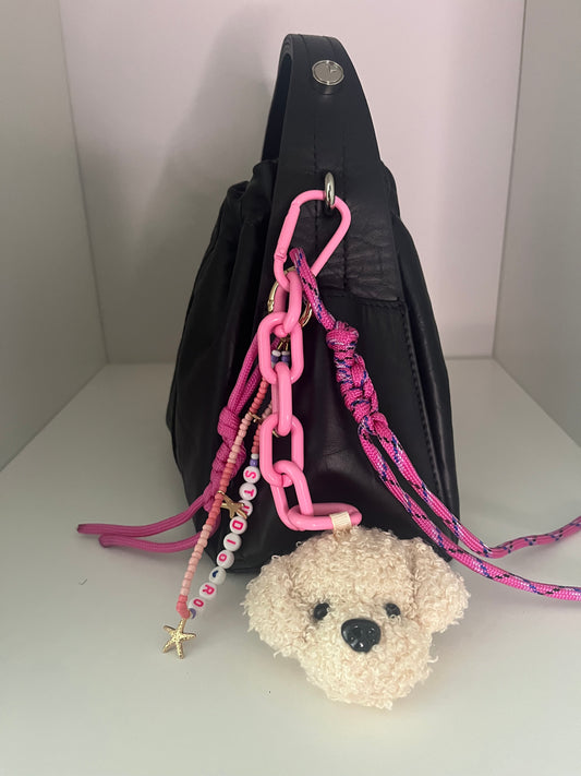 Pendant for bag - dog head - beige