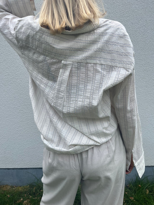Joanne coffee striped blouse