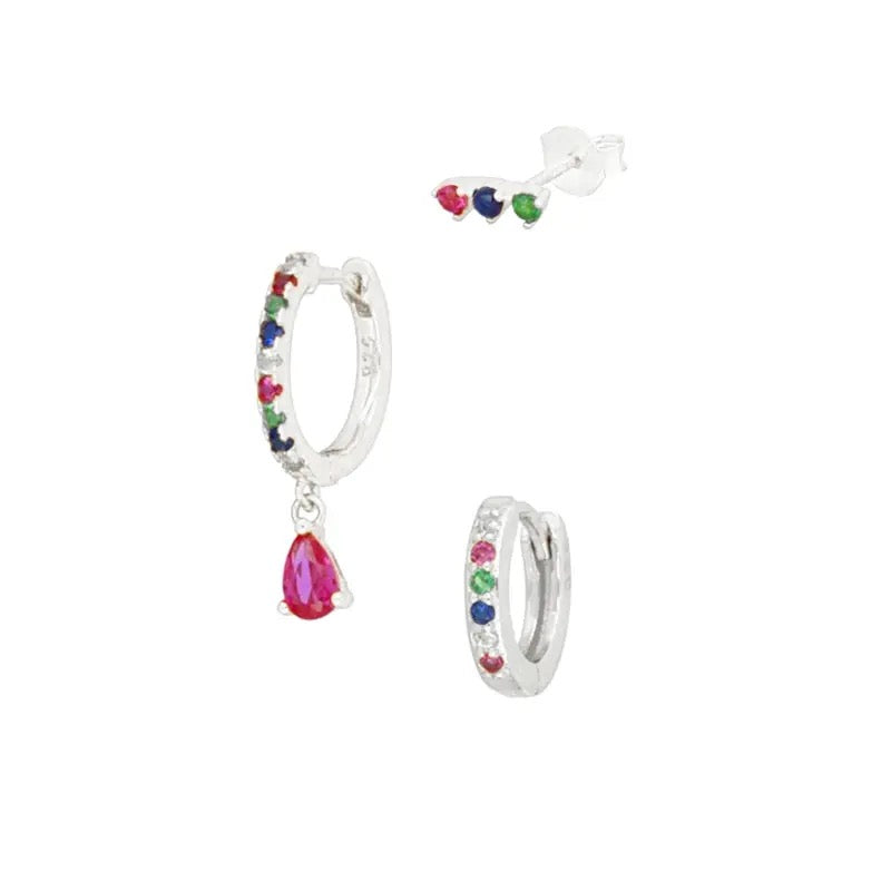 Silver set earrings over the rainbow