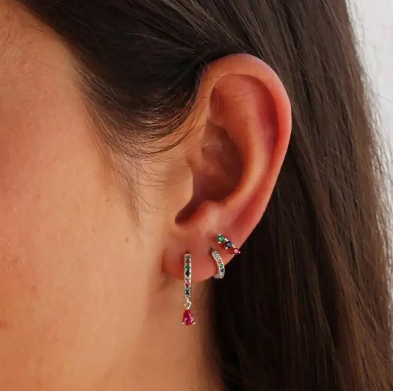 Silver set earrings over the rainbow