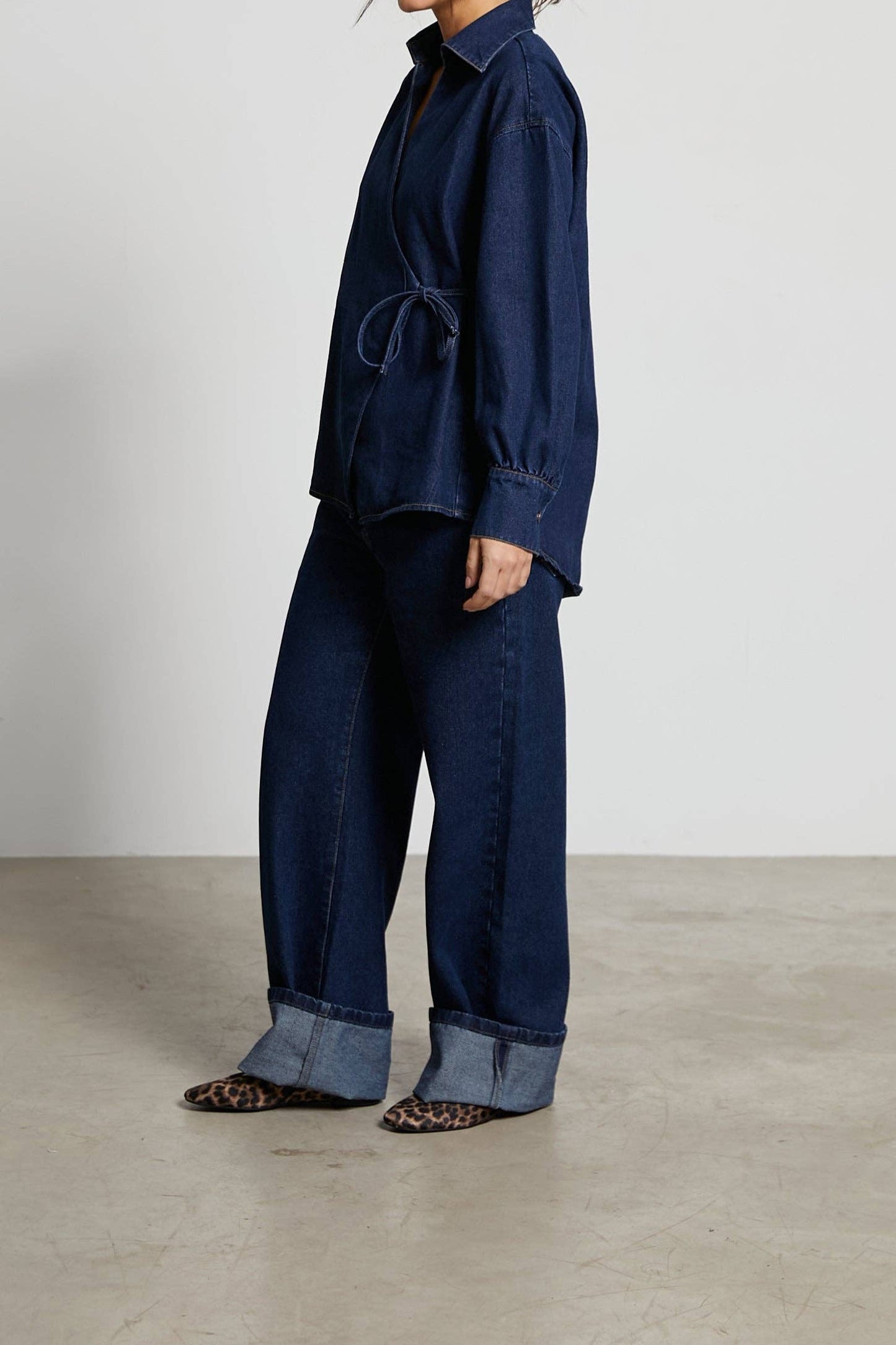 Roxie crossed denim blouse